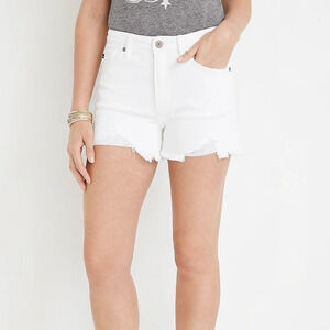 KanCan White High Rise Distressed Frayed Hem 3” Denim Shorts 30 Women’s